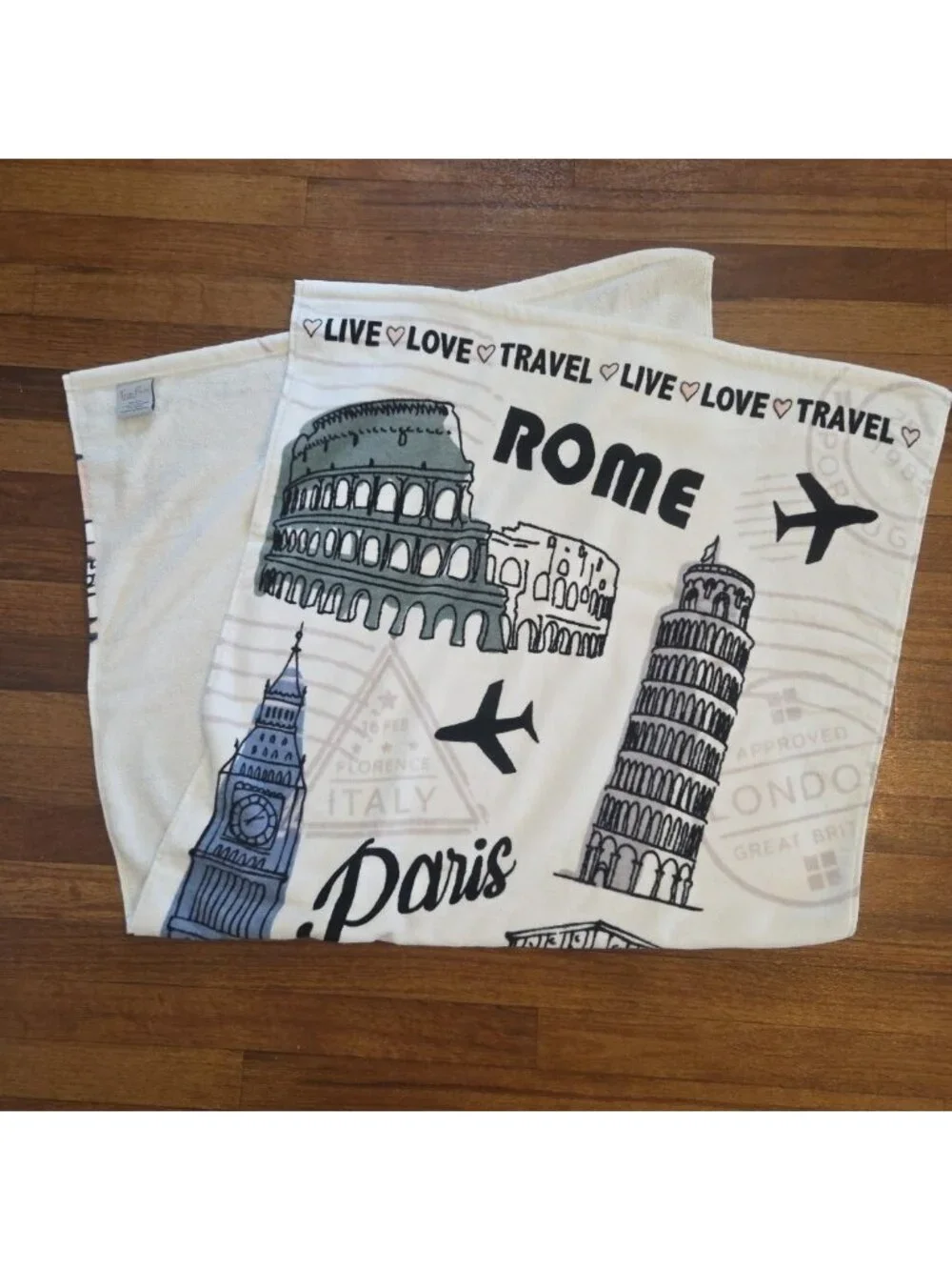 Italy Paris Bath Towel London Love To Travel Oeko Tex NEW with Tag